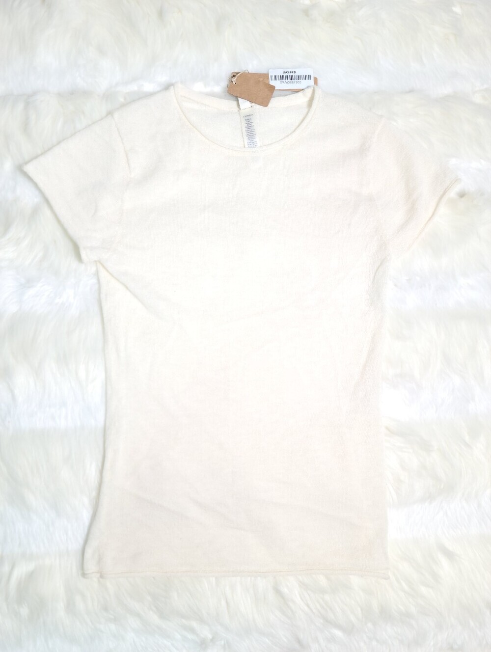 SKIMS Featherweight Cashmere Short Sleeve T-Shirt White Egret Women XS NEW